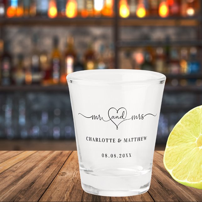 Mr mrs newly weds wedding party shot glass (Creator Uploaded)