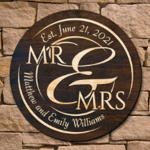 Mr &amp; Mrs Newlywed Couple's Birch Wood Art