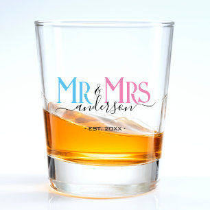 Mr & Mrs Newlywed Wedding Favour Shot Glass