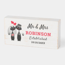 Mr & Mrs Newlyweds Cute Cats Personalised