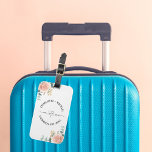 Mr mrs newlyweds rose gold florals greenery luggage tag<br><div class="desc">White background,  black text.  Mr mrs and a heart.  Decorated with watercolored rose gold roses,  eucalyptus greenery and golden sprigs. 
Personalise and add your names.</div>