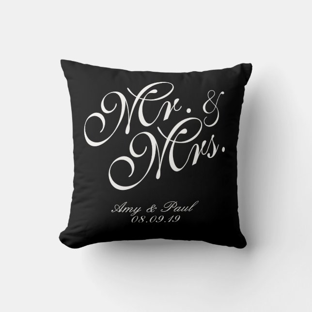 Mr.&Mrs.Personalise Black Cushion (Front)