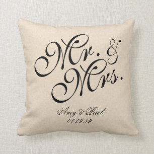 Mr.&Mrs.Personalised Cotton Fabric Textured Cushion