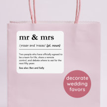 Mr & Mrs Personalised Wedding Favours Modern Gift