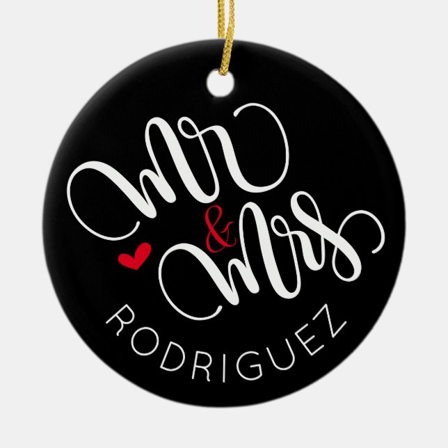 Mr & Mrs - Personalised wedding ornament (Front)