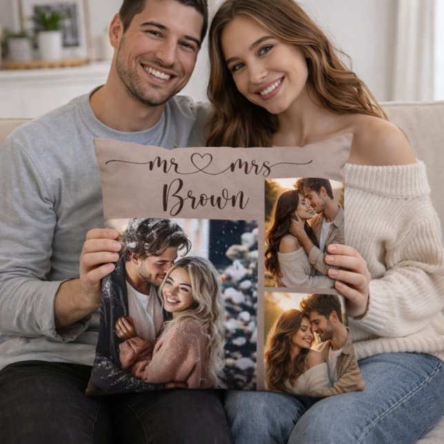 Mr & Mrs Personalized Photo Throw Pillow (Creator Uploaded)