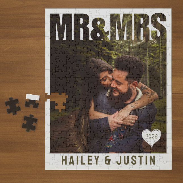 Mr & Mrs Photo Block Heart Anniversary Name Jigsaw Puzzle (Mr & Mrs Photo Block Heart Anniversary Name Jigsaw Puzzle
)