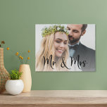 Mr Mrs Photo Wedding Faux Canvas Print<br><div class="desc">Custom faux canvas print to celebrate your wedding with "Mr & Mrs" in a large stylish script overlaying your favourite photo.</div>