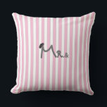 Mr. & Mrs - pink stripes Pillow with pink bow<br><div class="desc">This lovely " Mr.& Mrs" designer throw pillow with pink stripes and pink bow looks fashionable in any home. Great gift idea for wedding,  family or friends.</div>