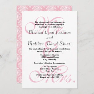 Mr. & Mrs. Pink - Wedding & Reception Invitation