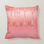 Mr. & Mrs Pretty Glitter Wedding Keepsake Elegant Cushion<br><div class="desc">Beautiful satin-look glitter "Mr. & Mrs."I love you" pillow.  How pretty this would be on a bed or chase lounge in a bedroom.  One side is for the new Mr. and Mrs.  The other side has “I Love You” typography.</div>