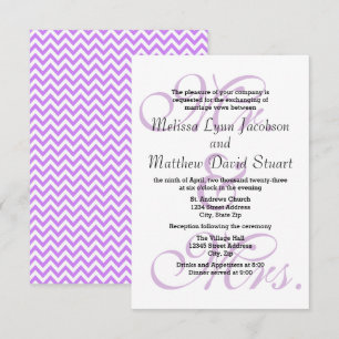 Mr. & Mrs. Purple - 3x5 Wedding & Reception Invite