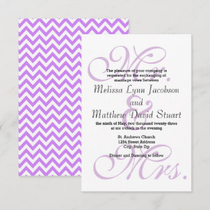 Mr. & Mrs. Purple Chevron - 3x5 Wedding Invitation