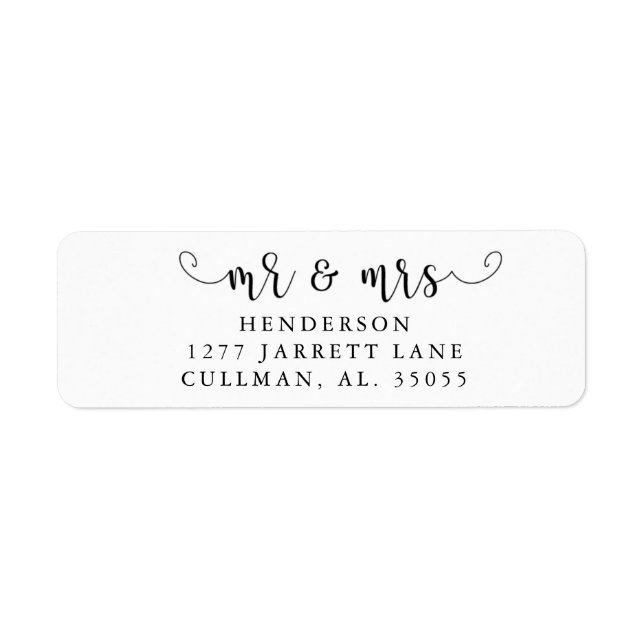 Mr & Mrs Return Address Label (Front)