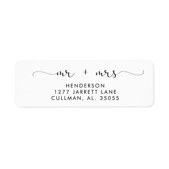 Mr & Mrs Return Address Label (Front)