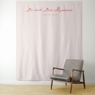 Mr. Mrs Rivenia Elegant Coral Minimalist Tapestry