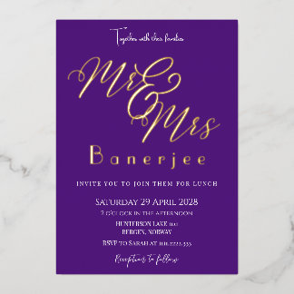 Mr & Mrs Royal Purple Wedding Foil Invitation