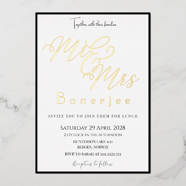 Mr & Mrs Royal Wedding Foil Invitation (Front)