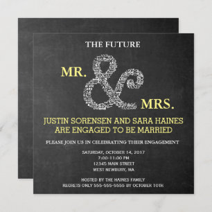 Mr & Mrs Rustic Chalkboard Engagement Rehearsal Invitation