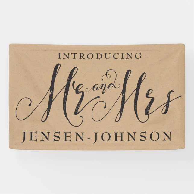 Mr & Mrs Script Cursive Typography Wedding Banner (Horizontal)