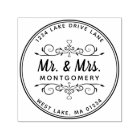 Mr. & Mrs. Script Heart Floral Return Address