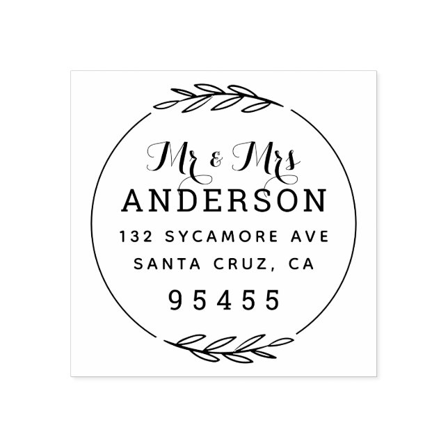 Mr & Mrs Script | Married Couple Return Address Rubber Stamp (Imprint)
