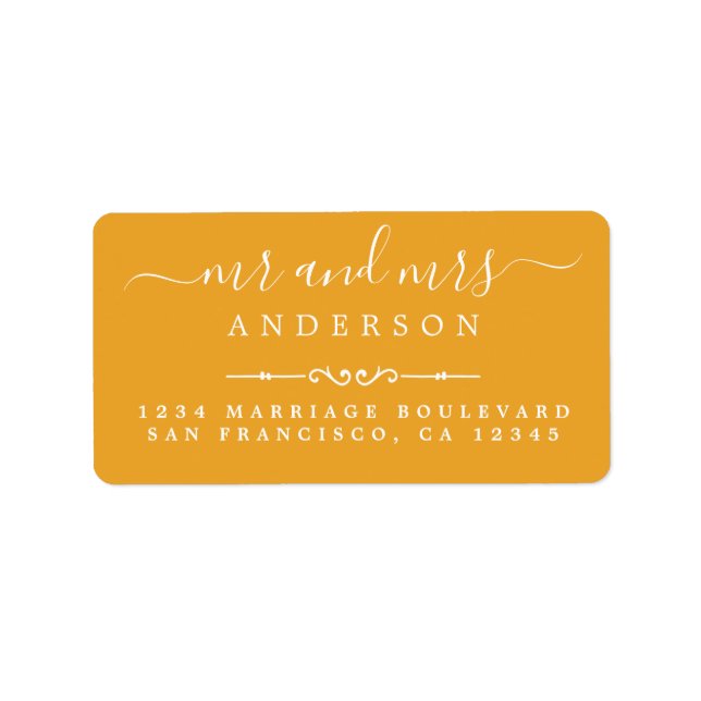 Mr Mrs Script Mellow Yellow Wedding Return Address Label (Front)