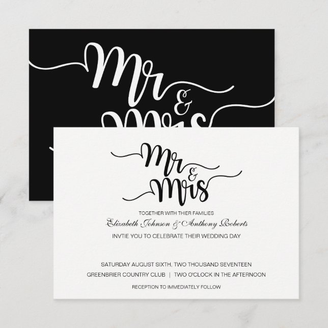 Mr. & Mrs. Script | Modern Wedding Invitations (Front/Back)
