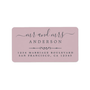 Mr Mrs Script Pastel Purple Wedding Return Address Label