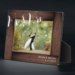 Mr. & Mrs. Script Rustic Wedding Photo Frame<br><div class="desc">This design features a faux rustic wood "frame" and modern script text. Click the customise button for more flexibility in modifying the text. Variations of this design, different paper types, as well as coordinating products are available in our shop, zazzle.com/store/doodlelulu. Contact us if you need this design applied to a...</div>