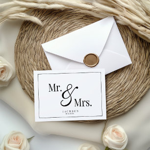 Mr & Mrs Scripty Black & White  Thank You Card