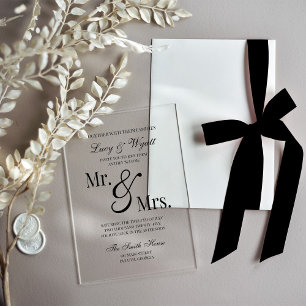 Mr & Mrs Scripty Black & White Wedding Invitation