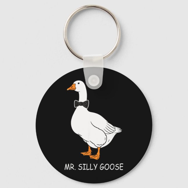 Mr Mrs Silly Goose Couple Matching Wedding Funny Key Ring (Front)