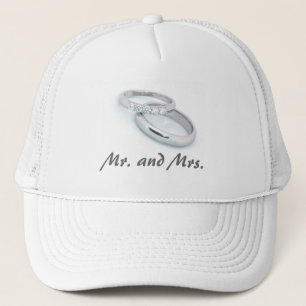 Mr. & Mrs./Silver Wedding Bands Trucker Hat