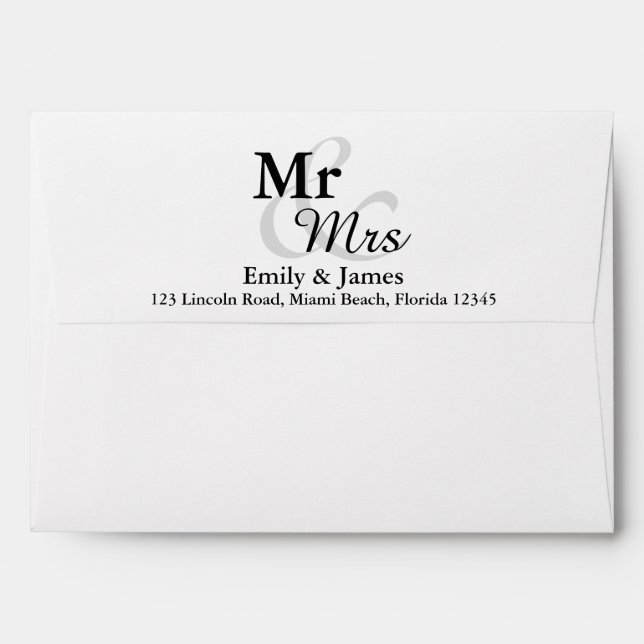 Mr&Mrs Simple Elegant Typography Wedding Envelopes (Back (Top Flap))