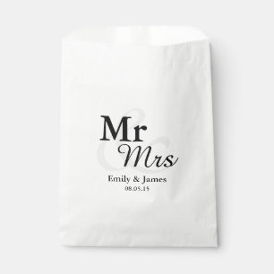 Mr &Mrs Simple Elegant Typography Wedding Favour Bag