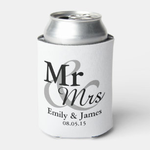 Mr&Mrs Simple Elegant Typography Wedding Favour Can Cooler