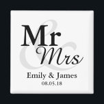 Mr&Mrs Simple Elegant Typography Wedding Favour Magnet<br><div class="desc">Simple Elegant Typography Black and white "Mr&Mrs" wedding favour.

Click on the customise it button to personalise the design by choosing the background colour you like and even add your own text.

Matching items are also available in store.</div>