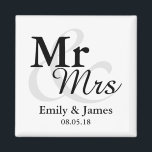 Mr&Mrs Simple Elegant Typography Wedding Favour Magnet<br><div class="desc">Simple Elegant Typography Black and white "Mr&Mrs" wedding favour.

Click on the customise it button to personalise the design by choosing the background colour you like and even add your own text.

Matching items are also available in store.</div>