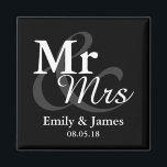 Mr&Mrs Simple Elegant Typography Wedding Favour Magnet<br><div class="desc">Simple Elegant Typography Black and white "Mr&Mrs" wedding favour.

Click on the customise it button to personalise the design by choosing the background colour you like and even add your own text.

Matching items are also available in store.</div>