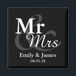 Mr&Mrs Simple Elegant Typography Wedding Favour Magnet<br><div class="desc">Simple Elegant Typography Black and white "Mr&Mrs" wedding favour.

Click on the customise it button to personalise the design by choosing the background colour you like and even add your own text.

Matching items are also available in store.</div>