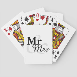 Mr&Mrs Simple Elegant Typography Wedding Favour Playing Cards