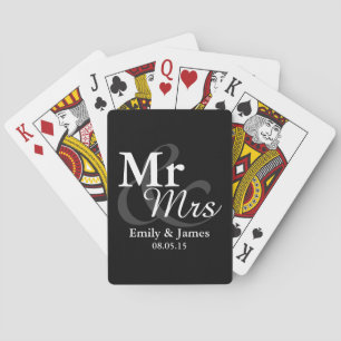 Mr&Mrs Simple Elegant Typography Wedding Favour Playing Cards