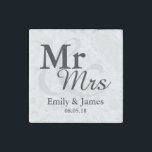 Mr&Mrs Simple Elegant Typography Wedding Favour Stone Magnet<br><div class="desc">Simple Elegant Typography Black and white "Mr&Mrs" wedding favour.

Click on the customise it button to personalise the design by choosing the background colour you like and even add your own text.

Matching items are also available in store.</div>