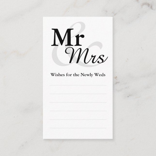 Mr&Mrs Simple Elegant Typography Wedding Wishes Advice Card (Front)