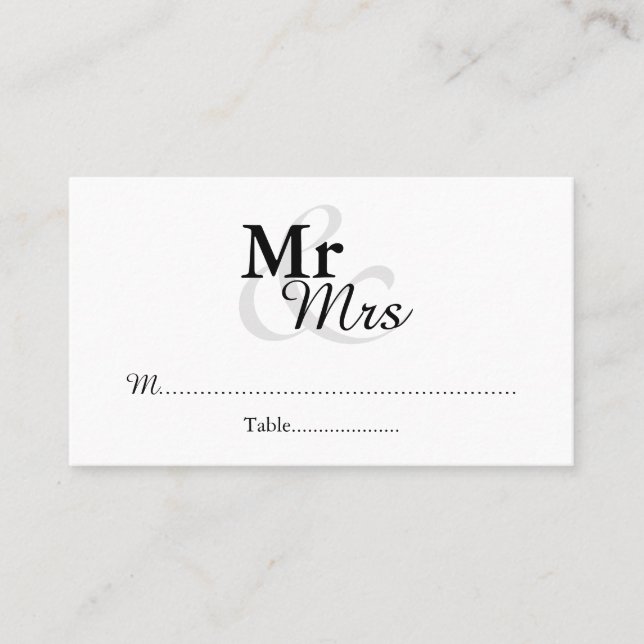 Mr&Mrs Simple Elegant Wedding Place Card (Front)