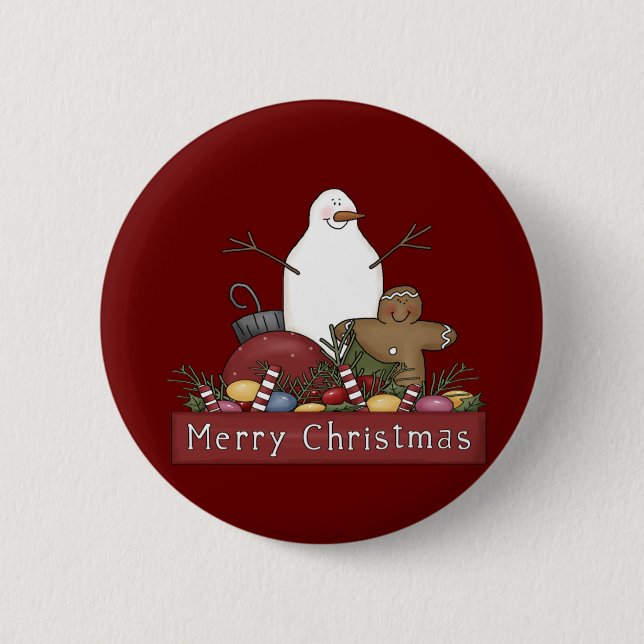 Mr & Mrs Snowman 6 Cm Round Badge (Front)