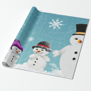 Mr&Mrs Snowman and their Family in Christmas Wrapping Paper