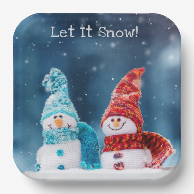Mr. & Mrs. Snowman Custom Paper Plates (Front)