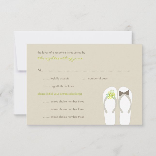 Mr & Mrs Summer Flip Flops Beach Wedding RSVP Card (Front)